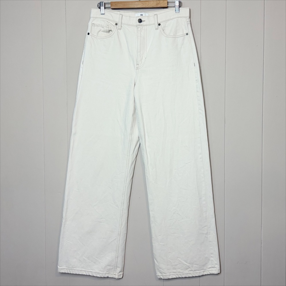 Banana Republic Icon High-Rise Rigid Wide Leg Jeans Cream Off-White Denim 29 - Picture 3 of 12